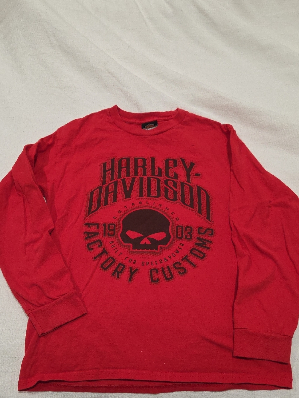 Harley-Davidson Red Tee with Black Skull Emblem